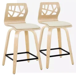 Kirklands Home Cream Golia Swivel Counter Stools, Set of 2 Ivory