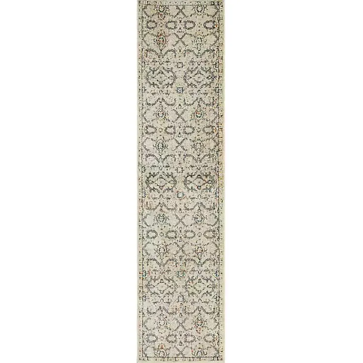 Kirklands Home Cream Granary Floral Runner, 2x10 Ivory