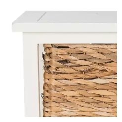 Kirklands Home Cream Hailey Wicker Basket Storage Accent Table Ivory Discount