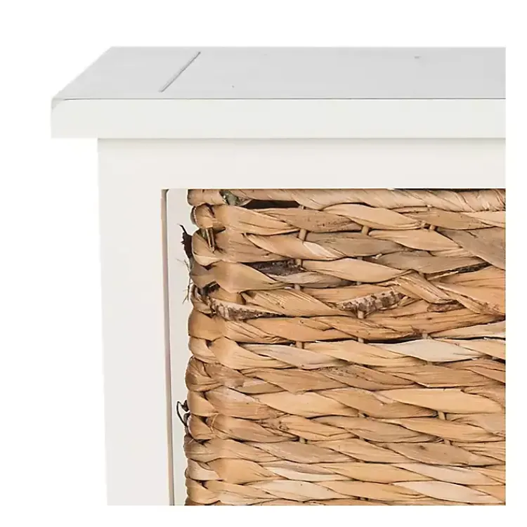 Kirklands Home Cream Hailey Wicker Basket Storage Accent Table Ivory Discount