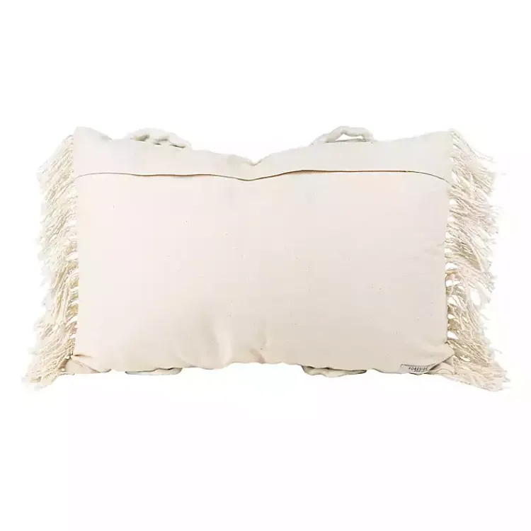 Pillows>Kirklands Home Cream Hand Woven Fringe Ends Lumbar Pillow Ivory