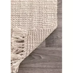 Kirklands Home Cream Hand Woven Looped Jute Area Rug, 5x7 Ivory Discount