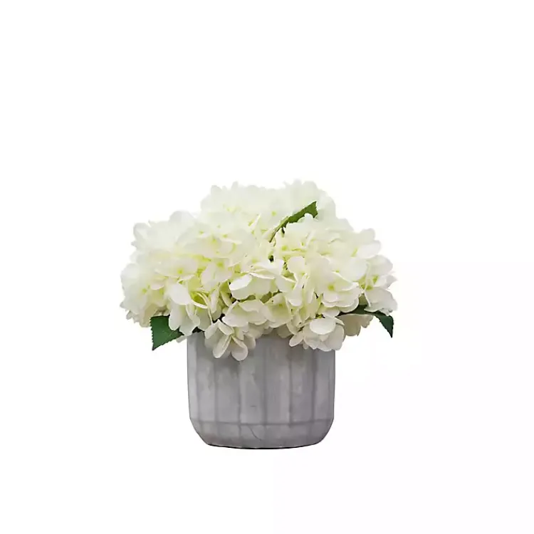 Arrangements & Greenery>Kirklands Home Cream Hydrangea Arrangement in Cement Planter