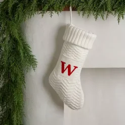 Monogram Seasonal Decor>Kirklands Home Cream Knit Monogram W Christmas Stocking