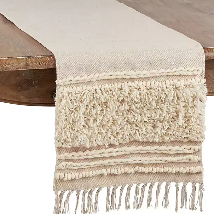 Kirklands Home Cream Knotted Cotton Table Runner Ivory Online
