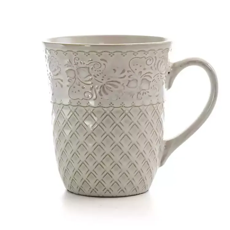 Kirklands Home Cream Lotus Pattern 16-pc. Square Dinnerware Set Ivory Best