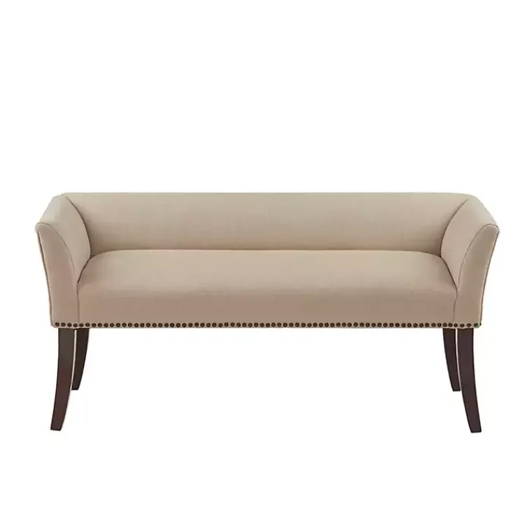 Kirklands Home Cream Low Back Flared Arms Bench Ivory Discount