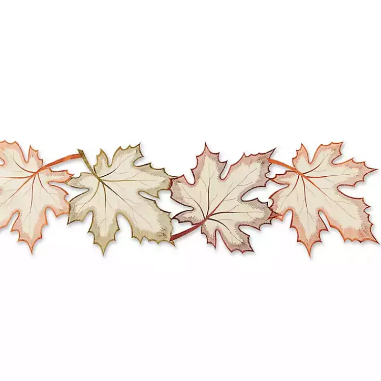 Fall>Kirklands Home Cream Maple Leaves Embroidered Table Runner