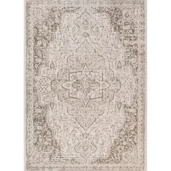 Kirklands Home Cream Medallion Area Rug, 5x8 Ivory New