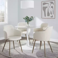 Kirklands Home Cream Modern Accent Chairs, Set of 2 White Discount