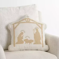 Pillows>Kirklands Home Cream Nativity Christmas Pillow
