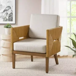 Kirklands Home Cream Natural Rattan Accent Chair White Outlet