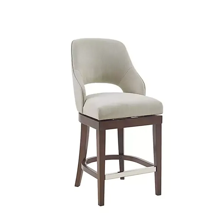 Kirklands Home Cream Open Back Swivel Base Counter Stool White New