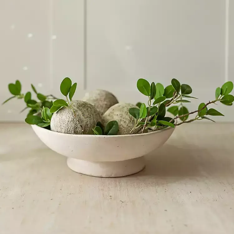 Decorative Bowls & Jars>Kirklands Home Cream Paper Mache Footed Decorative Bowl White
