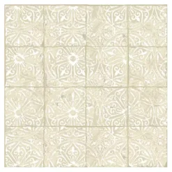 Kirklands Home Cream Provincial Tiles Peel & Stick Wallpaper Tan New