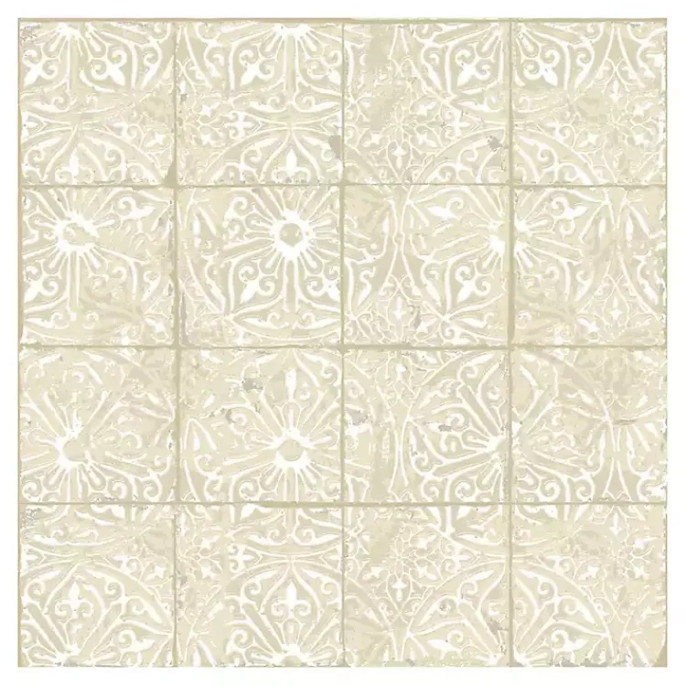 Kirklands Home Cream Provincial Tiles Peel & Stick Wallpaper Tan New