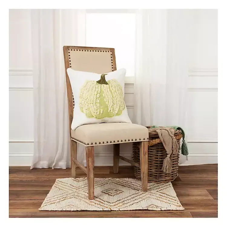 Fall>Kirklands Home Cream Pumpkin with Stem Harvest Throw Pillow Ivory