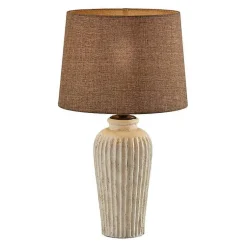 Kirklands Home Cream Ribbed Ceramic Shade Table Lamp Brown New