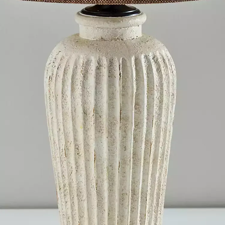 Kirklands Home Cream Ribbed Ceramic Shade Table Lamp Brown New