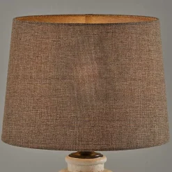 Kirklands Home Cream Ribbed Ceramic Shade Table Lamp Brown New