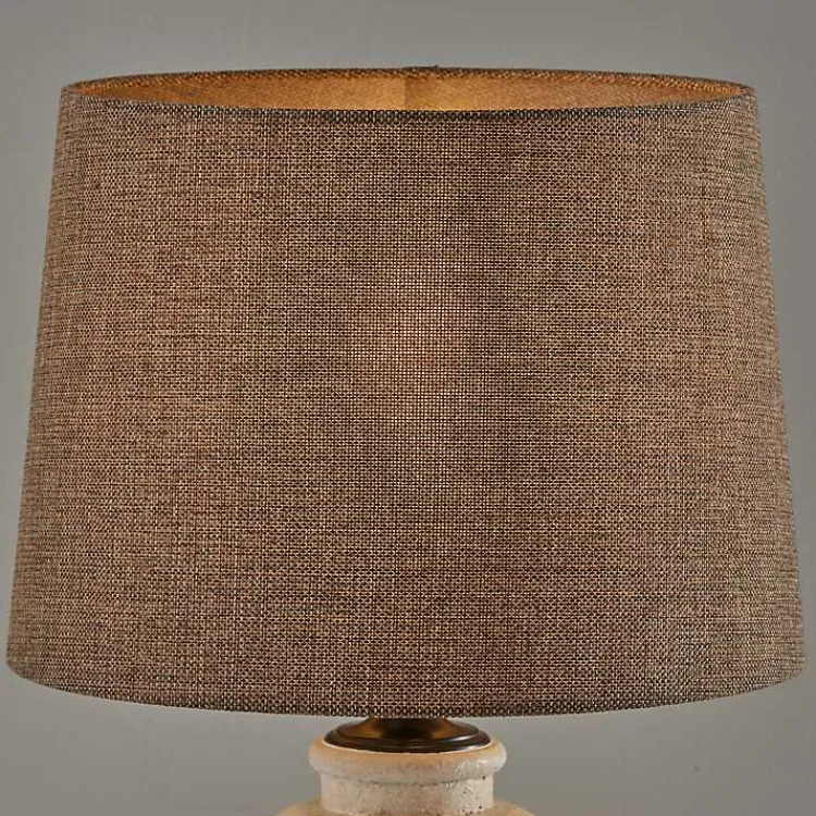 Kirklands Home Cream Ribbed Ceramic Shade Table Lamp Brown New
