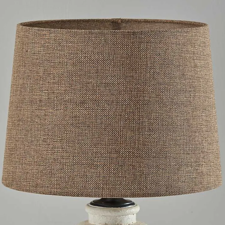 Kirklands Home Cream Ribbed Ceramic Shade Table Lamp Brown New