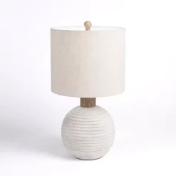 Kirklands Home Cream Ridged Round Table Lamp Tan Sale
