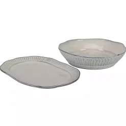 Kirklands Home Cream Scalloped Clay 2-pc. Serveware Set Ivory