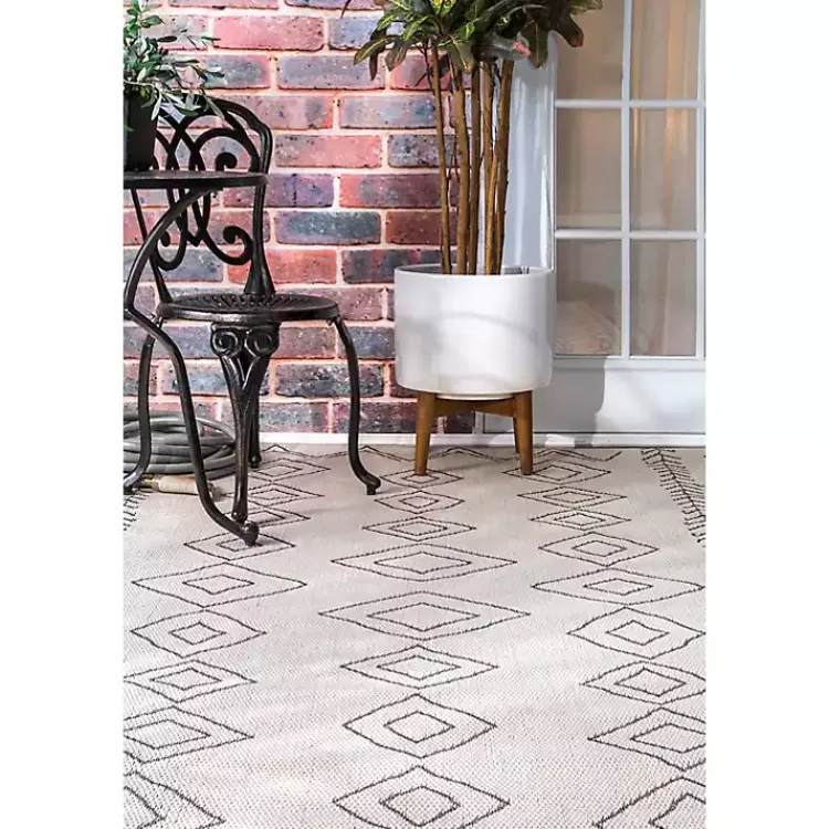 Kirklands Home Cream Serna Tribal Outdoor Area Rug, 5x7 Best