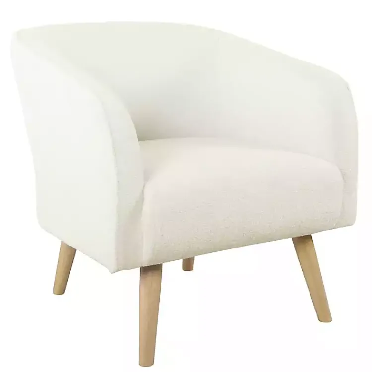 Kirklands Home Cream Sherpa Upholstered Barrel Accent Chair Ivory Online
