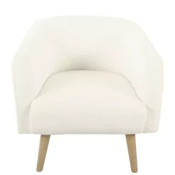 Kirklands Home Cream Sherpa Upholstered Barrel Accent Chair Ivory Online
