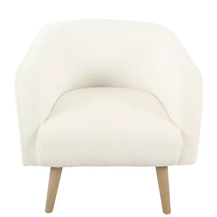 Kirklands Home Cream Sherpa Upholstered Barrel Accent Chair Ivory Online
