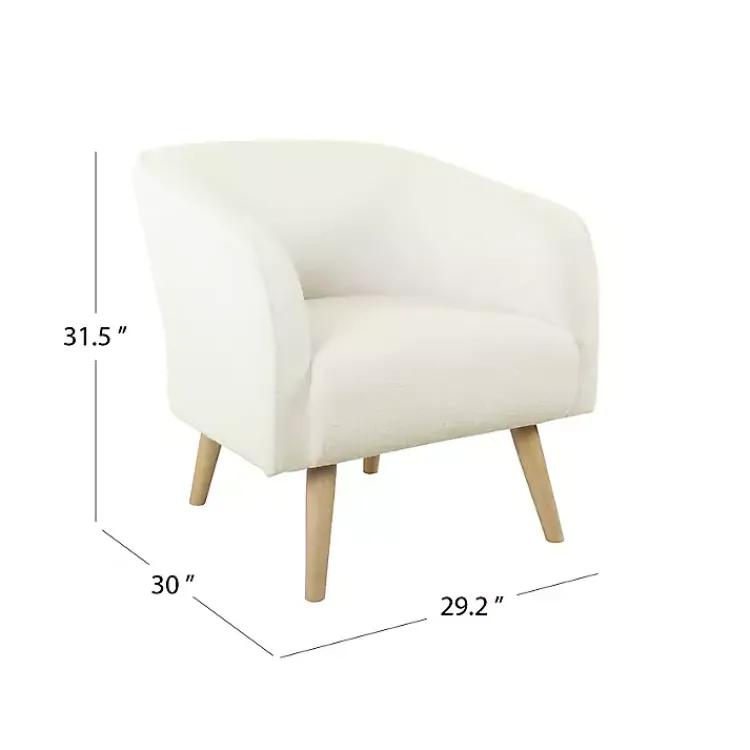 Kirklands Home Cream Sherpa Upholstered Barrel Accent Chair Ivory Online