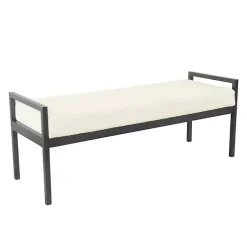 Kirklands Home Cream Sherpa Upholstered Metal Bench Ivory Outlet