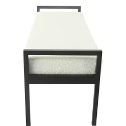 Kirklands Home Cream Sherpa Upholstered Metal Bench Ivory Outlet