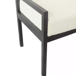 Kirklands Home Cream Sherpa Upholstered Metal Bench Ivory Outlet