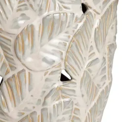 Kirklands Home Cream Silver Ceramic Leaf Cutout Table Lamp White Hot