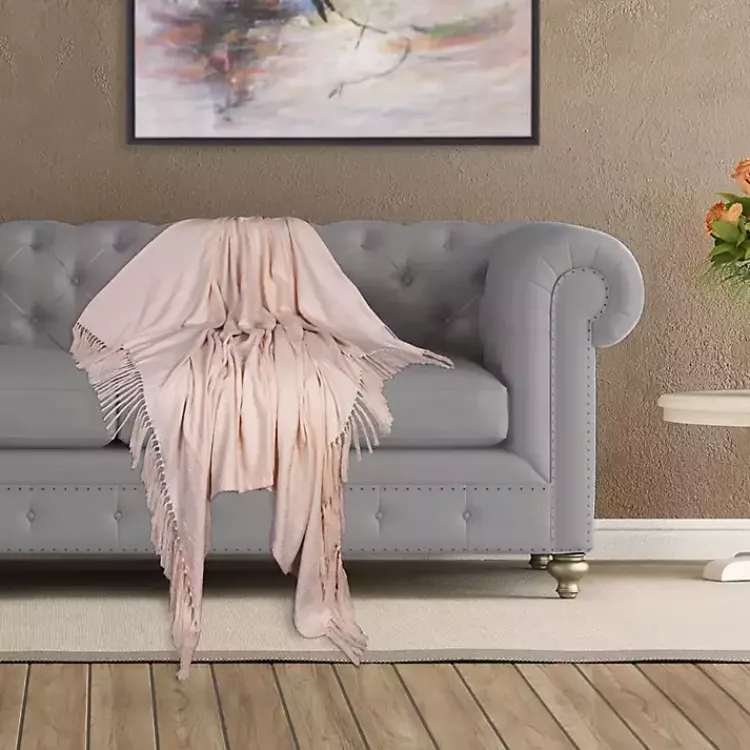 Blankets & Throws>Kirklands Home Cream Simple Chevron Tassel Throw Ivory