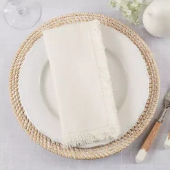 Kirklands Home Cream Simple Fringe Napkins, Set of 4 Ivory Outlet