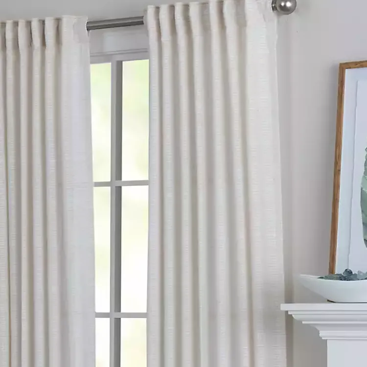 Kirklands Home Cream Solid Pleated Single Curtain Panel, 84 in. White Hot
