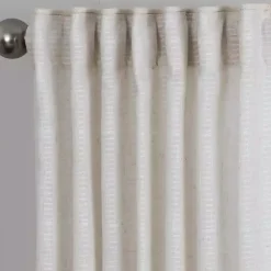 Kirklands Home Cream Solid Pleated Single Curtain Panel, 84 in. White Hot