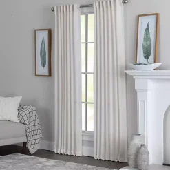 Kirklands Home Cream Solid Pleated Single Curtain Panel, 84 in. White Hot