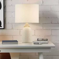 Kirklands Home Cream Speckled Ceramic Table Lamp White
