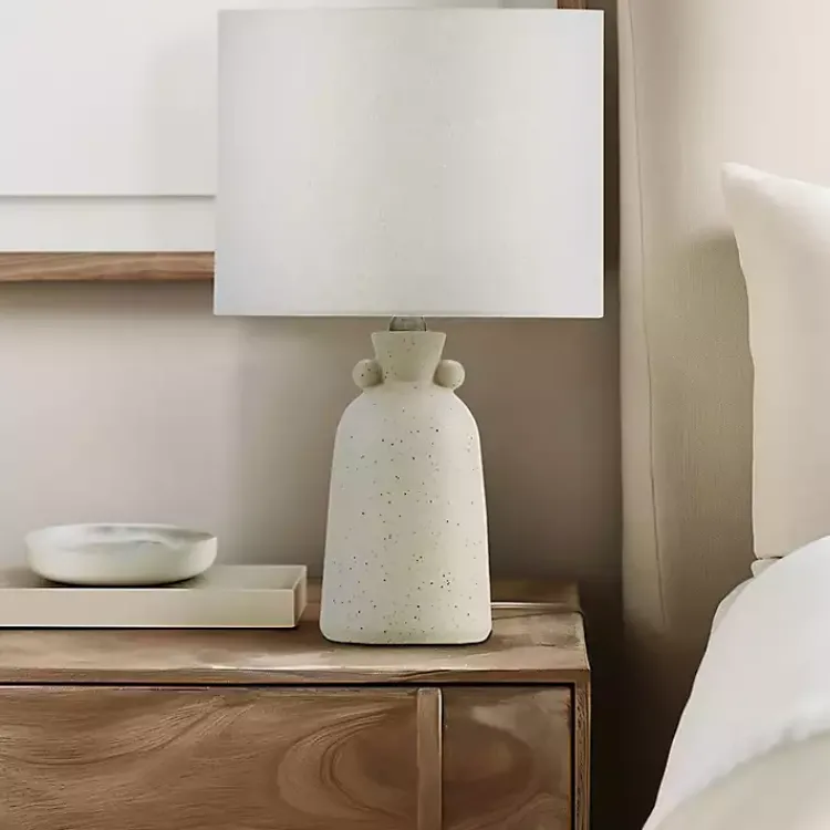 Kirklands Home Cream Speckled Ceramic Table Lamp White