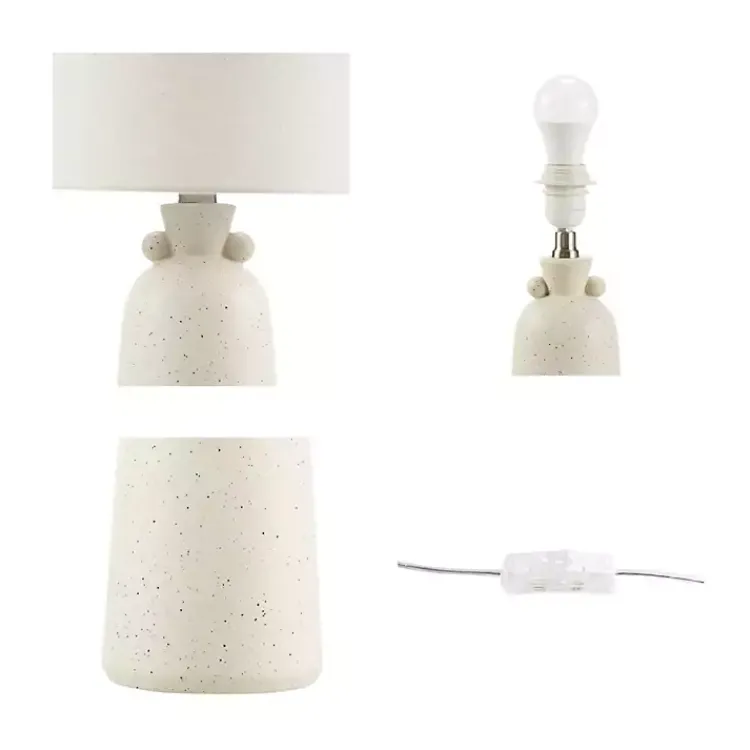 Kirklands Home Cream Speckled Ceramic Table Lamp White