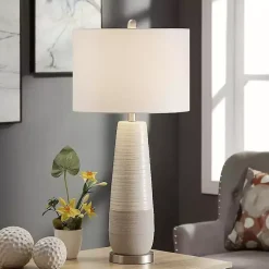 Kirklands Home Cream Speckled Two Tone Table Lamp White Discount