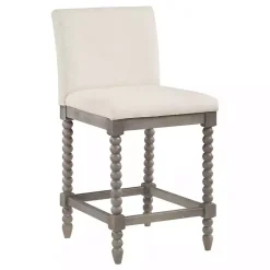 Kirklands Home Cream Spindle Legs Counter Stool Ivory Clearance