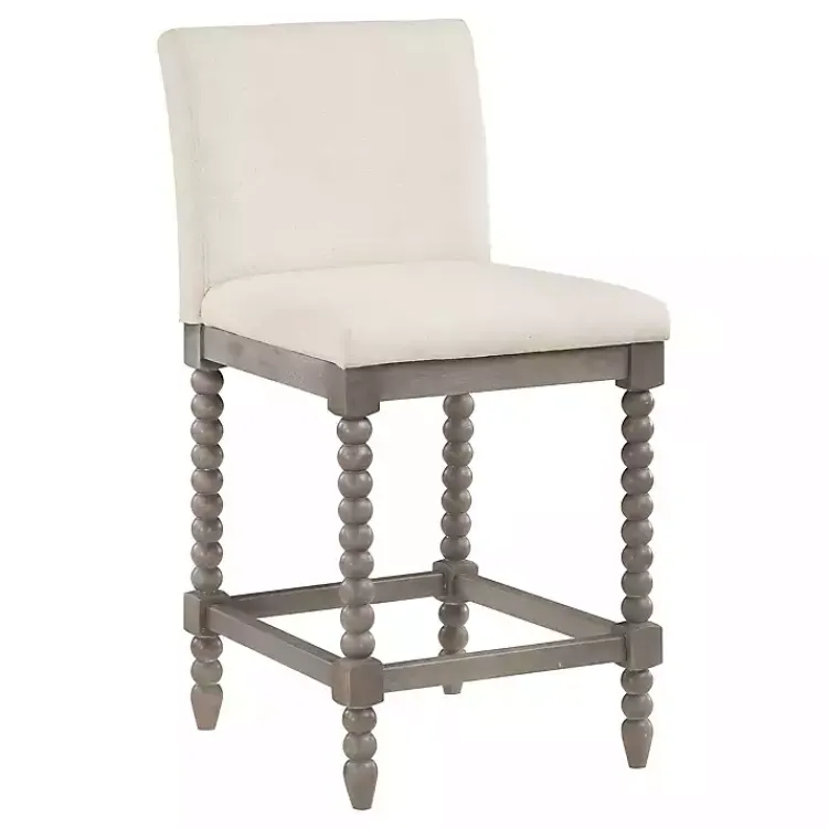 Kirklands Home Cream Spindle Legs Counter Stool Ivory Clearance