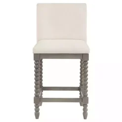 Kirklands Home Cream Spindle Legs Counter Stool Ivory Clearance