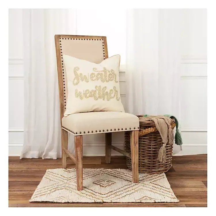 Fall>Kirklands Home Cream Sweater Weather Throw Pillow Ivory